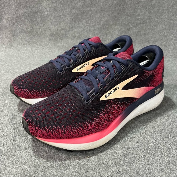 Brooks Ghost 16 Women’s Running Shoe Peacoat/Raspberry/Apricot Size 8 D Wide - Picture 1 of 13